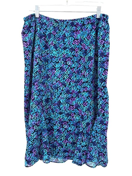 Studio I Dresses & Skirts - STUDIO I PURPLE & BLUE GEOMETRIC PRINT FLOWY SKIRT - 18